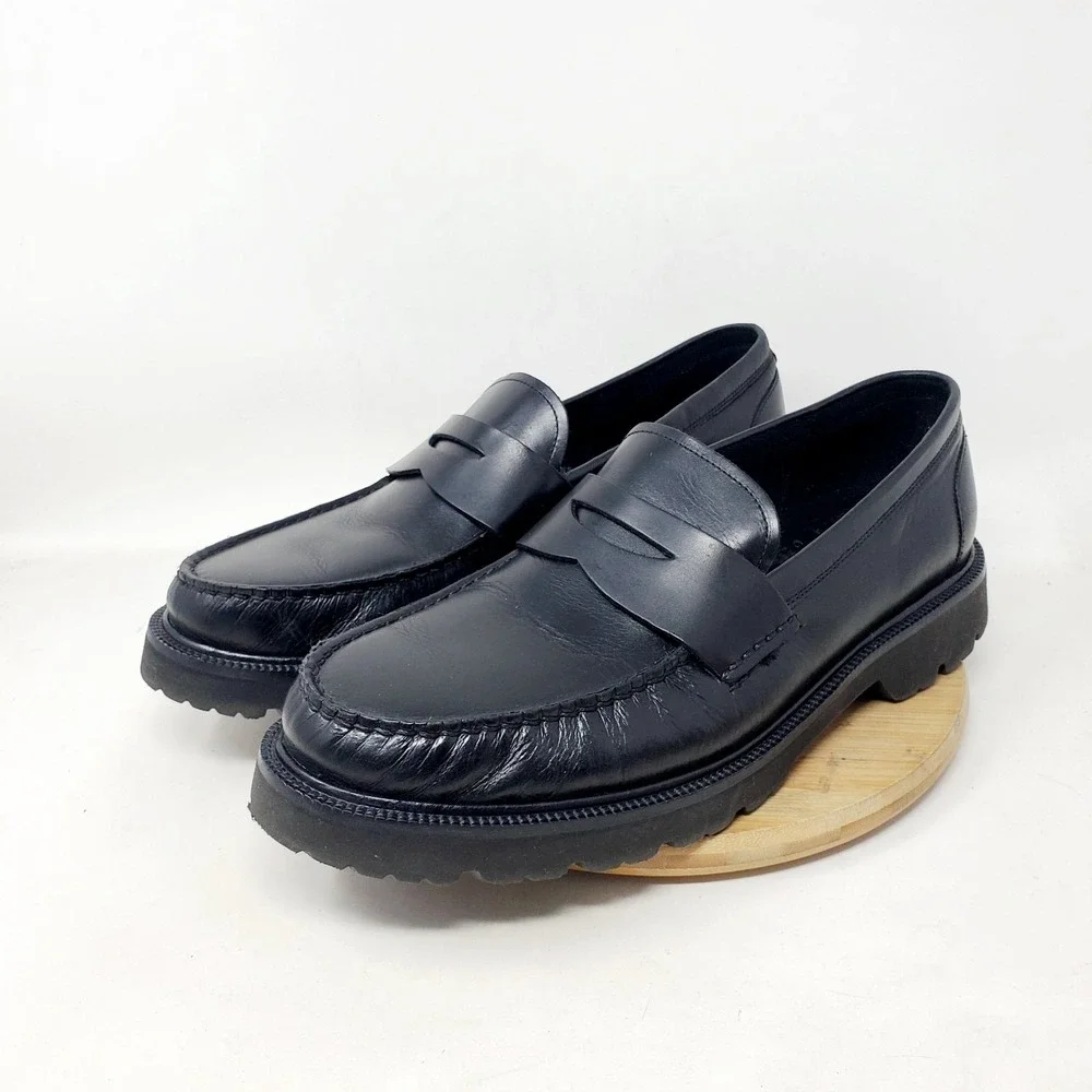 Cole Haan American Classics Penny Loafer Mens 10.5 Black Leather Chunky Lug Shoe